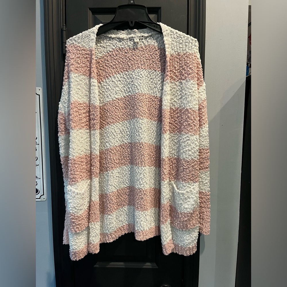 Striped Pink and White Women's Cardigan